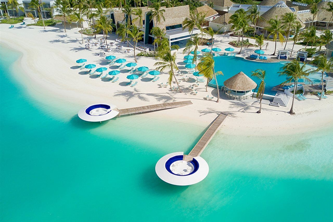Kandima Maldives كوداهوفادهو المظهر الخارجي الصورة Aerial view of the beach at the Hard Rock Hotel